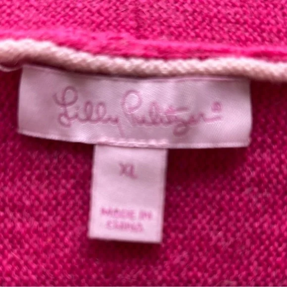 Lilly Pulitzer XL Vibrant Pink Cashmere Open Front Cardigan - Picture 5 of 7
